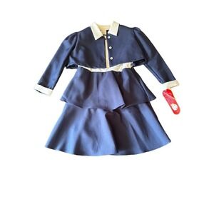 NWT Vintage 70s Delta Girl Size 10 Two-Piece Navy & White Dress Set